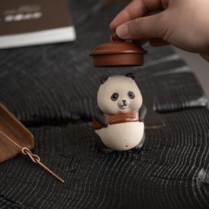 Handmade Purple Clay Chinese Mini Cute Panda Tea Pet Gongfu Tea Accessories