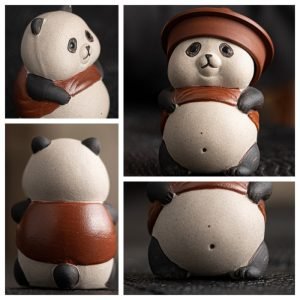 Handmade Purple Clay Chinese Mini Cute Panda Tea Pet Gongfu Tea Accessories