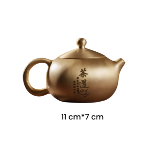 Handmade Tea Ceremony Theme Brushed Brass Teapot Vintage For Sale