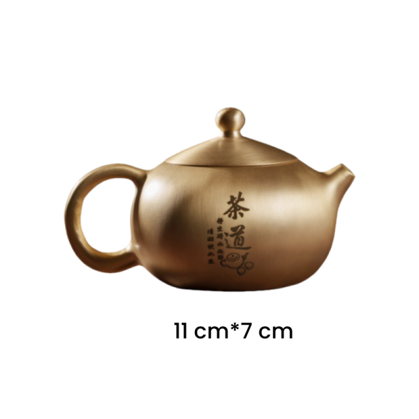 Handmade Tea Ceremony Theme Brushed Brass Teapot Vintage For Sale