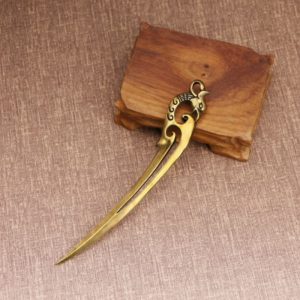 Handmade Traditional Chinese Phoenix Shaped Antique Brass Tea Cake Needle