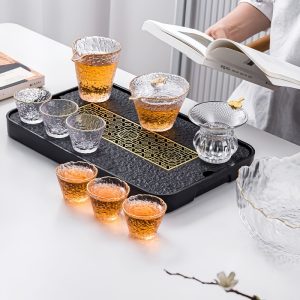 High Borosilicate Antique Crystal Clear Glass Tea Ceremony Set For Adults