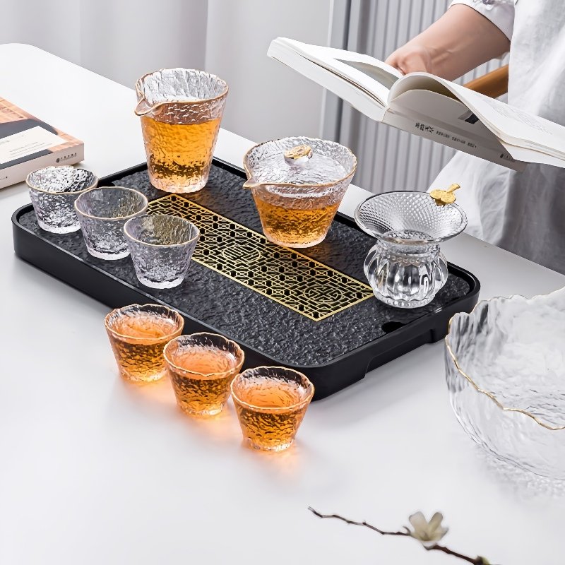High Borosilicate Antique Crystal Clear Glass Tea Ceremony Set For Adults High Borosilicate Antique Crystal Clear Glass Tea Ceremony Set For Adults