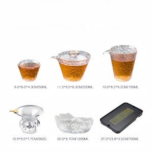 High Borosilicate Antique Crystal Clear Glass Tea Ceremony Set For Adults