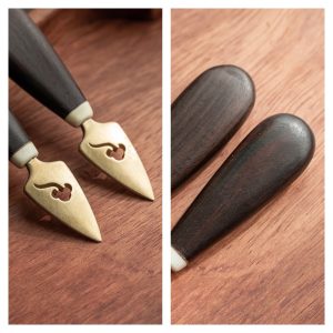 Hollowed Auspicious Clouds Chinese Rosewood And Brass Tactical Tea Ceremony Knife
