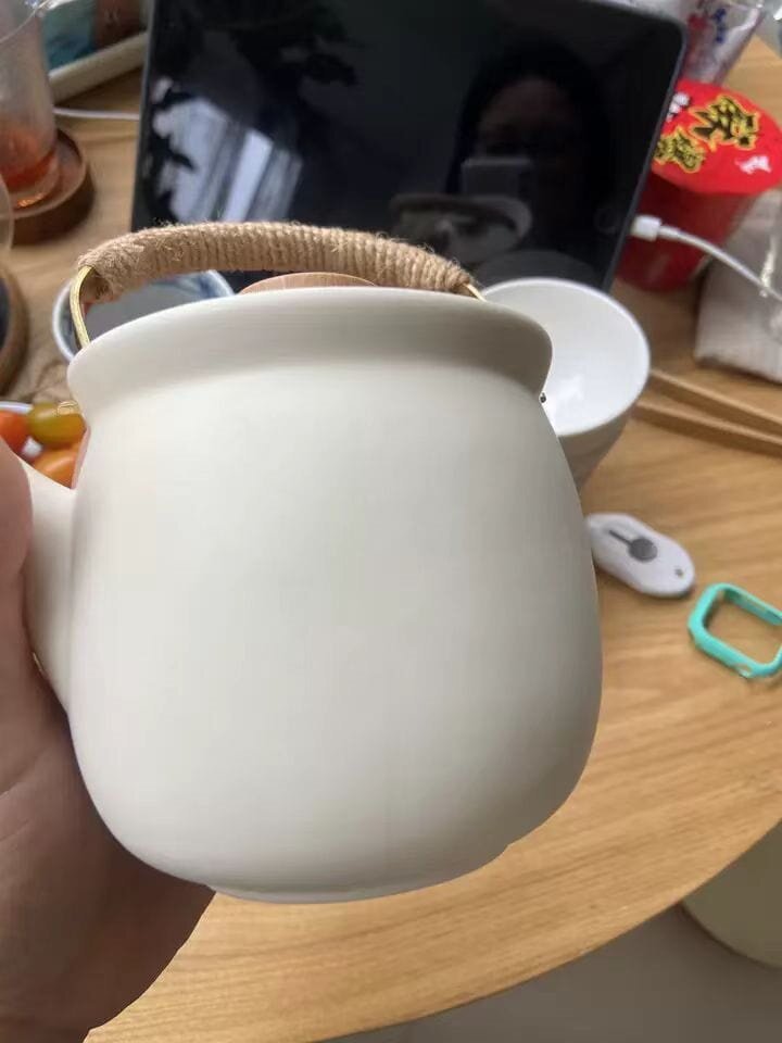 I Just Got The White Simple Elegant Ceramic Tea Pot With Wax Candle Warmer Set