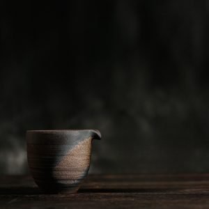 Japanese Large Handmade Rough Pottery Round Gong Dao Bei For Gongfu Tea Ceremony