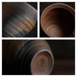 Japanese Large Handmade Rough Pottery Round Gong Dao Bei For Gongfu Tea Ceremony