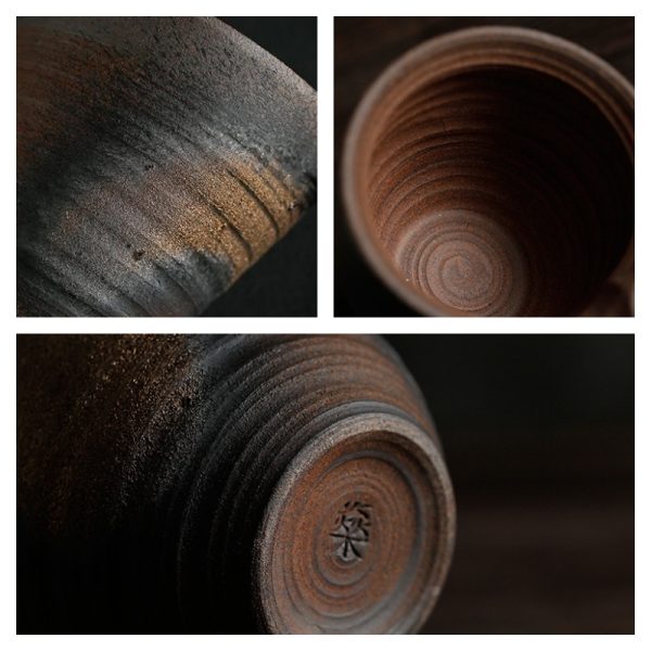 Japanese Large Handmade Rough Pottery Round Gong Dao Bei For Gongfu Tea Ceremony