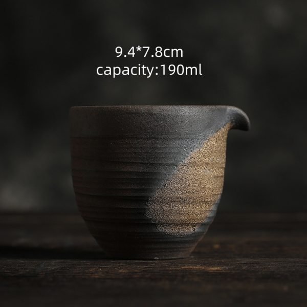 Japanese Large Handmade Rough Pottery Round Gong Dao Bei For Gongfu Tea Ceremony