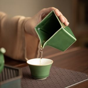 Japanese Style Unique Square Celadon Glaze Porcelain Gongfu Tea Ceremony Accessories Cha Hai