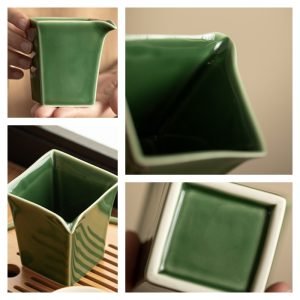 Japanese Style Unique Square Celadon Glaze Porcelain Gongfu Tea Ceremony Accessories Cha Hai