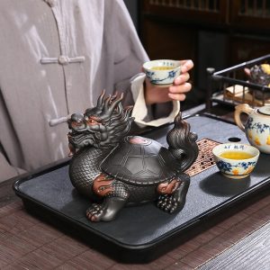 Large Handmade Dragon Turtle Purple Clay Tea Pet In Chinese Gongfu Tea Accessories