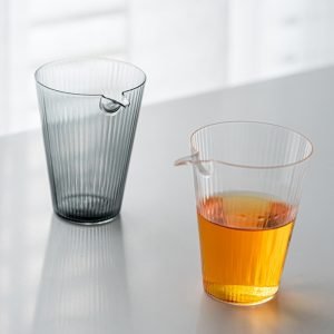 Large Japanese Vintage Elegant Vertical Stripes Heat-resistin Handmade Clear Glass Gong Dao Bei