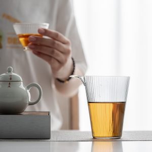 Large Japanese Vintage Elegant Vertical Stripes Heat-resistin Handmade Clear Glass Gong Dao Bei