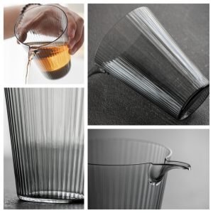 Large Japanese Vintage Elegant Vertical Stripes Heat-resistin Handmade Clear Glass Gong Dao Bei