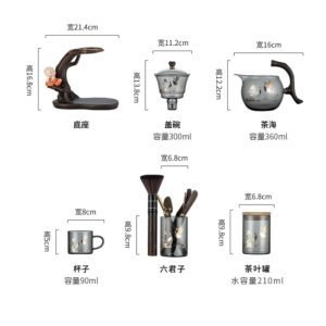 Lotus And Crane Theme Grey High Borosilicate Glass Lazy Semi-automatic Tea Sets With Buddha Statue