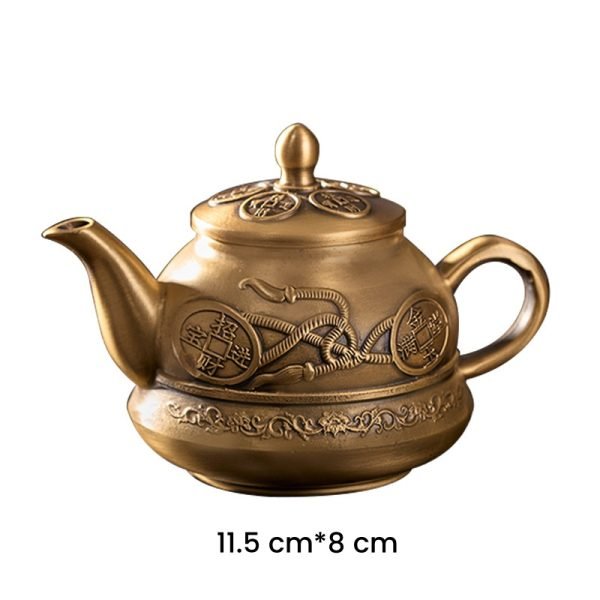 Luxurious Traditional Antique Money Theme Brushed Brass Teapots For Sale