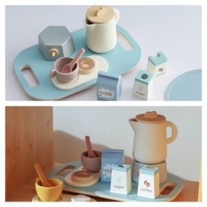 Modern Fresh Style Wooden Afternoon Coffee And Tea Party Set For Child