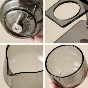 Modern Grey And Transparent Heat Resistant Glass Lazy Semi Auto Tea Sets