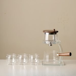 Modern Grey And Transparent Heat Resistant Glass Lazy Semi Auto Tea Sets