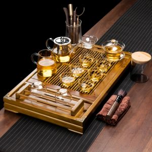Modern High Borosilicate Heat Resistant Clear Glass Tea Ceremony Set For Sale