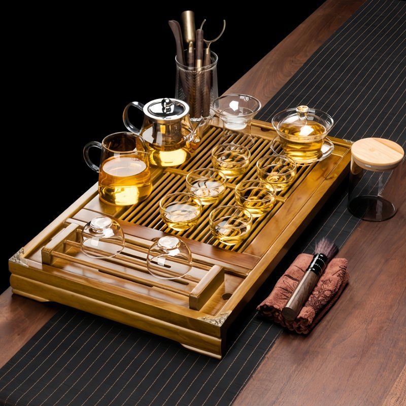 Modern High Borosilicate Heat Resistant Clear Glass Tea Ceremony Set For Sale Modern High Borosilicate Heat Resistant Clear Glass Tea Ceremony Set For Sale