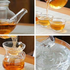 Modern Simple Transparent Heat Resistant Clear Flowering Tea Glasses Sets For Sale