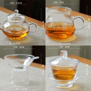 Modern Simple Transparent Heat Resistant Clear Flowering Tea Glasses Sets For Sale