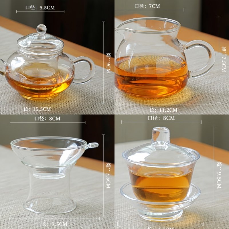 Modern Simple Transparent Heat Resistant Clear Flowering Tea Glasses Sets For Sale Modern Simple Transparent Heat Resistant Clear Flowering Tea Glasses Sets For Sale