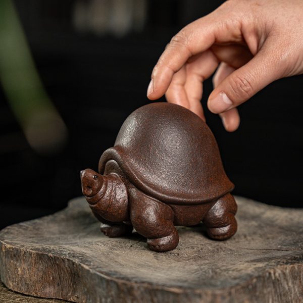 Old Zisha Tea Pet Cute Long-lived Turtle In Chinese Gongfu Tea Accessories