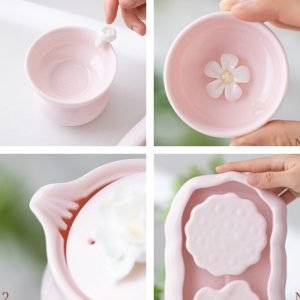Pink Cherry Blossom Best Elegant Ceramic Japanese Tea Service Set For Sale