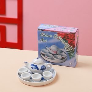 Pink And Blue Landscape Plum Ceramic Mini Porcelain Tea Sets For Child