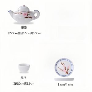 Pink And Blue Landscape Plum Ceramic Mini Porcelain Tea Sets For Child