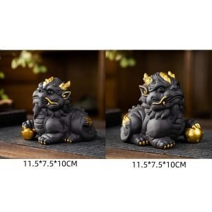 Purple Clay Cute Golden Pixiu Traditional Gongfu Tea Pet Have Good Meaning