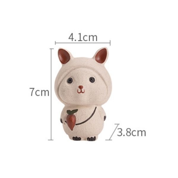 Purple Clay Japanese Cute Handmade Painted Bunny In A Hat Tea Pet