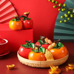 Resin Persimmon And Peanut Color Changing Tea Pet Chinese For Good Meaning
