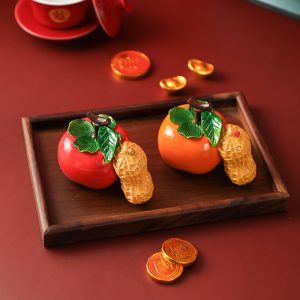 Resin Persimmon And Peanut Color Changing Tea Pet Chinese For Good Meaning