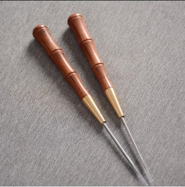 Rosewood And Blackwood Vintage Handmade Puer Tea Cake Needles For Sale