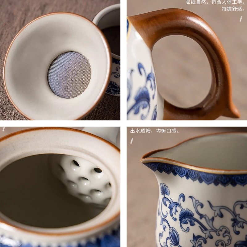 Ru Kiln Blue And White Porcelain Traditional Gong Fu Tea Tray Set For Sale Ru Kiln Blue And White Porcelain Traditional Gong Fu Tea Tray Set For Sale