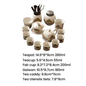 Ru Kiln Chinese Hand Painted Colored Dragon Theme Ceramic Tea Ceremony Sets For Sale
