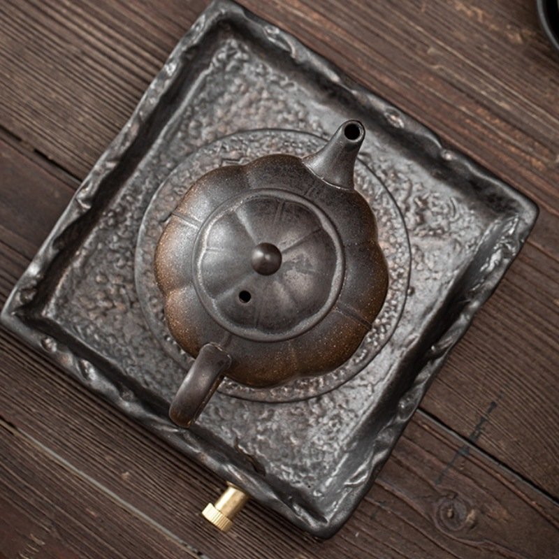 Rust Iron Glaze Old Pottery Handmade Antique Japanese Tea Kettle For Sale Rust Iron Glaze Old Pottery Handmade Antique Japanese Tea Kettle For Sale