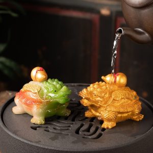 Small Antique Dragon Turtle Resin Chinese Tea Ceremony Gongfu Color Changing Tea Pet