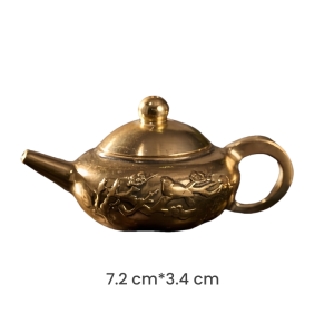 Small Handmade Plum With Magpie Theme Mini Brass Teapot For Sale