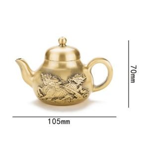 Small Traditional Embossed Foo Dog Pattern Vintage Brass Teapot For Sale