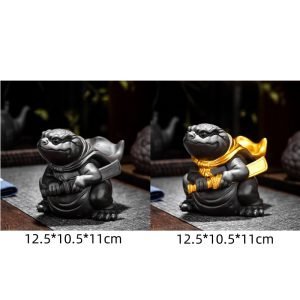 Sword-wielding Frog Purple Clay Tea Pet In Chinese Gongfu Tea Accessories
