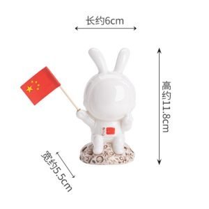 Tea Pet Outer Space Rabbit With Balloon And Flag Gongfu Tea Accessories