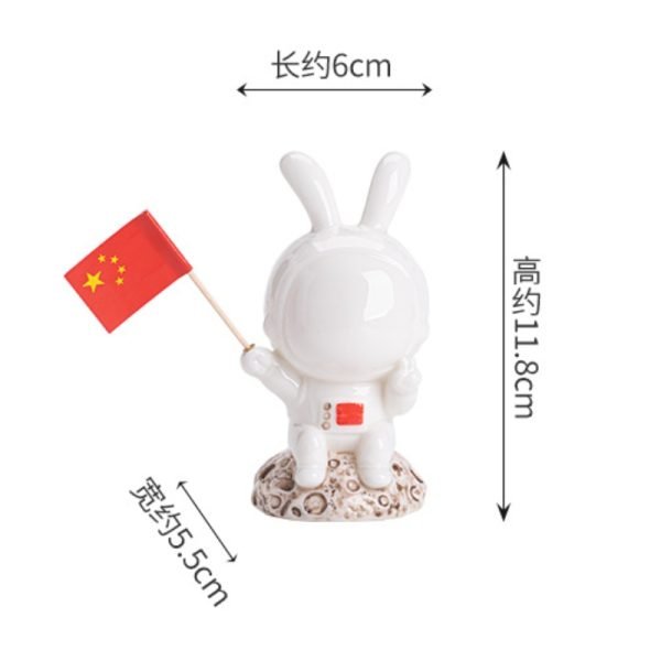 Tea Pet Outer Space Rabbit With Balloon And Flag Gongfu Tea Accessories