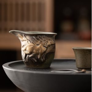 Traditional Ancient Kiln Change Gilded Oil Spot Rough Pottery Bai Ze Tea Divider Gong Dao Bei