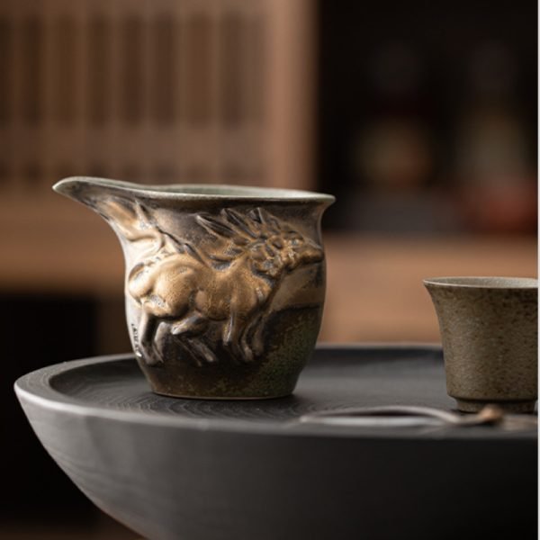 Traditional Ancient Kiln Change Gilded Oil Spot Rough Pottery Bai Ze Tea Divider Gong Dao Bei